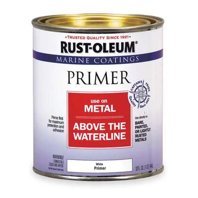 Rust-Oleum Primer: White, 1 Qt Size, 100 Sq Ft./gal Coverage, Alkyd Enamel Resin, Oil Base