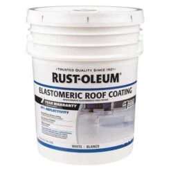 Rust-Oleum Elastomeric Roof Coating: Water-Based Acrylic, White, 4.75 Gal Container Size