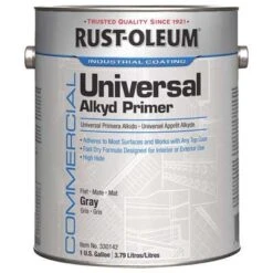 Rust-Oleum Interior/Exterior Alkyd Primer With 200 To 250 Sq Ft./gal Coverage, Flat Gray, 1 Gal