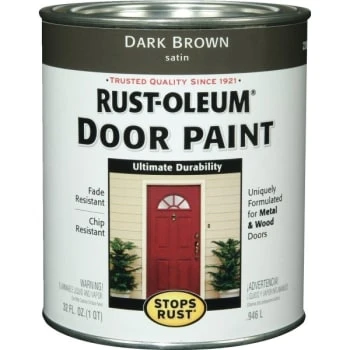 Rust-Oleum 1 Qt Stops Rust Door Paint Satin Dark Brown 2pk
