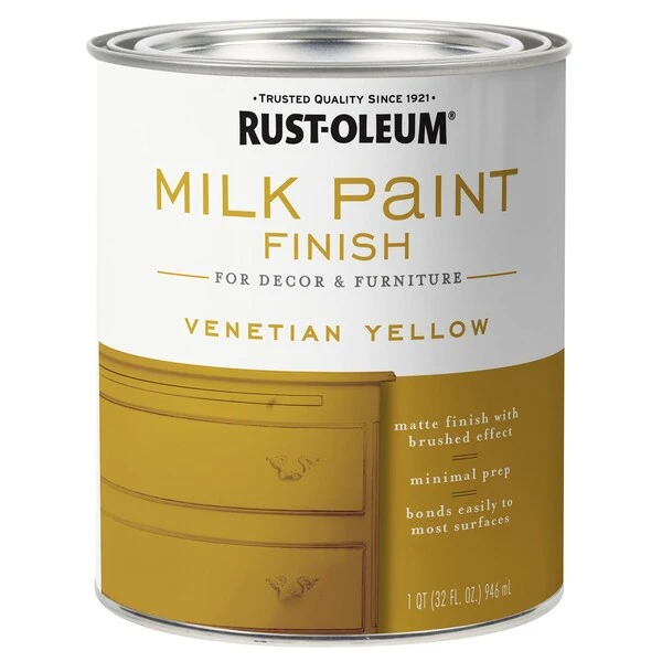 Rust-Oleum Matte Venetian Yellow Water-Based Acrylic Milk Paint 1 Qt