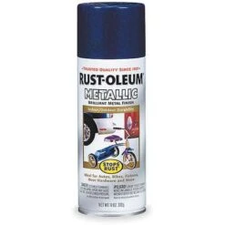 Rust-Oleum Stops Rust Metallic Spray Paint Metallic Cobalt Blue For Concrete, Masonry, Metal, Wood, 11 Oz.