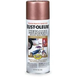 Rust-Oleum Stops Rust Metallic Spray Paint Metallic Copper For Concrete, Masonry, Metal, Wood, 11 Oz.