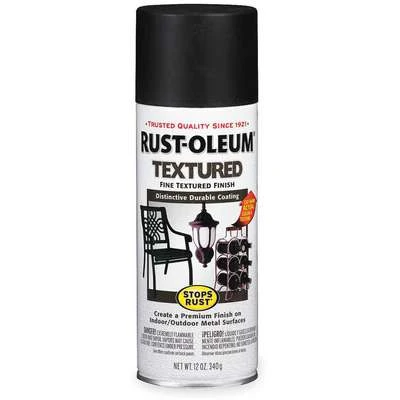 Rust-Oleum Stops Rust Textured Spray Paint Textured Black For Concrete, Masonry, Metal, Wood, 12 Oz.
