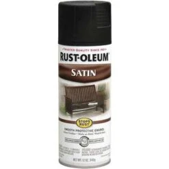 Rust-Oleum Stops Rust Spray Paint Satin Black For Metal, Plastic, Steel, Wood, 12 Oz.