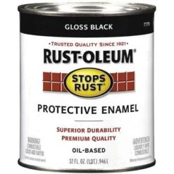Rust-Oleum Enamel Paint: For Metal/Wood, Black, 1 Qt Size, Oil, Less Than 485g/L