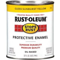 Rust-Oleum Enamel Paint: For Metal/Wood, Sunburst Yellow, 1 Qt Size, Oil, Less Than 485g/L, Gloss, Enamel Paint