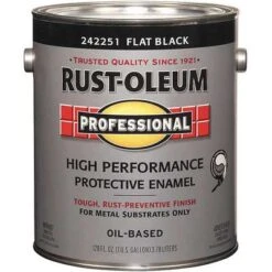 Rust-Oleum Interior/Exterior Paint: For Metal/Steel, Black, 1 Gal Size, Oil, Less Than 100g/L, Flat