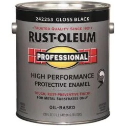 Rust-Oleum Interior/Exterior Paint: For Metal/Steel, Black, 1 Gal Size, Oil, Less Than 100g/L, Gloss