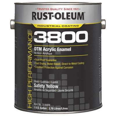 Rust-Oleum Safety Yellow Acrylic Enamel Coating, Gloss Finish, 150 To 270 Sq. Ft./gal. Coverage, Size: 1 Gal.