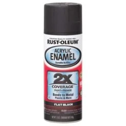 Rust-Oleum Auto Body Paint/Primer: Black, Flat, 12 Oz. Container Size, 12 Oz. Net Wt