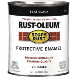Rust-Oleum Interior/Exterior Enamel With 153 To 191 Sq. Ft. Coverage, Flat Black, 1 Qt.