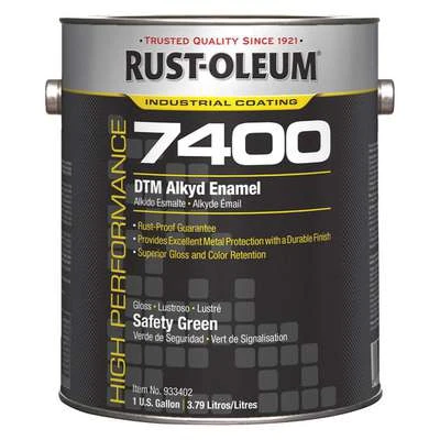 Rust-Oleum Interior/Exterior Paint: For Metal/Wood, Safety Green, 1 Gal Size, Oil, Less Than 450g/L, High Gloss