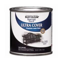 Rust-Oleum Interior Paint, Gloss, Black, 1/2 Pt
