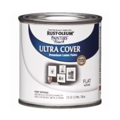 Rust-Oleum Interior Paint, Flat, White, 1/2 Pt