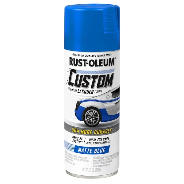 Rust-Oleum Automotive Premium Custom Lacquer Spray Paint, Matte Blue, 11 Oz.