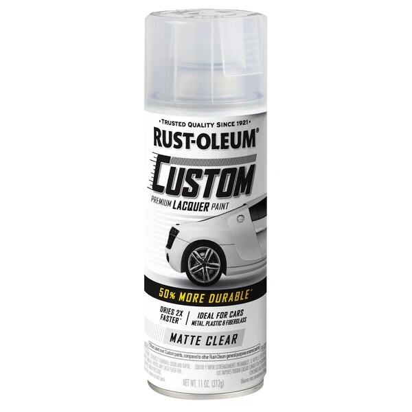 Rust-Oleum Automotive Premium Custom Lacquer Spray Paint, Matte Clear, 11 Oz.