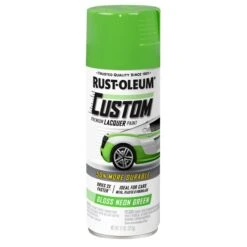 Rust-Oleum Automotive Premium Custom Lacquer Spray Paint, Gloss Neon Green, 11 Oz.