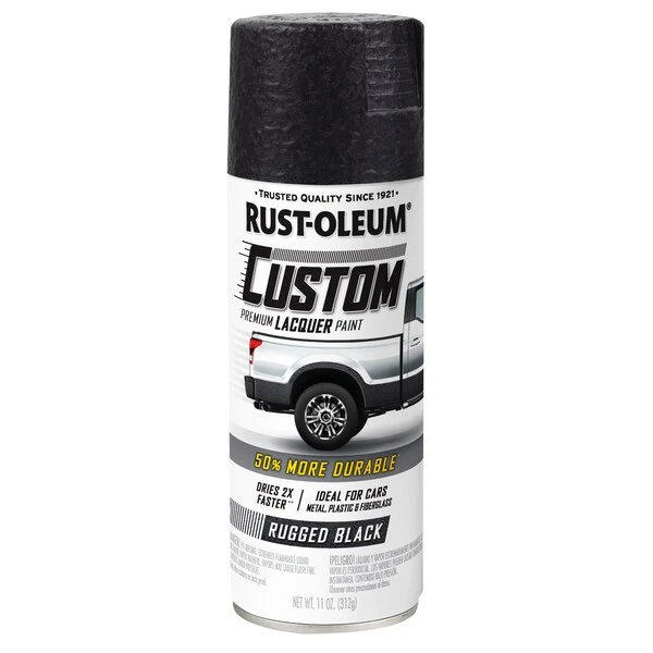 Rust-Oleum Automotive Premium Custom Lacquer Spray Paint, Matte Rugged Black, 11 Oz.