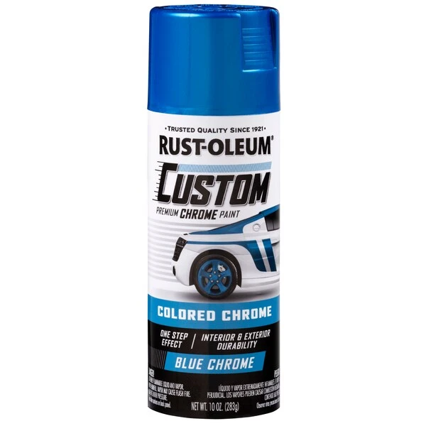 Rust-Oleum Automotive Premium Custom Chrome Lacquer Spray Paint, Blue, 10 Oz.