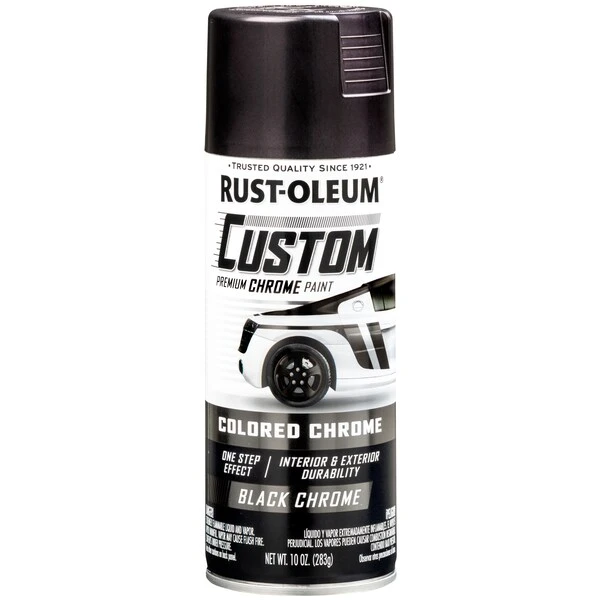 Rust-Oleum Automotive Premium Custom Chrome Lacquer Spray Paint, Black, 10 Oz.