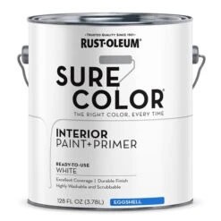 Rust-Oleum Sure Color Interior Wall Paint And Primer, Eggshell White, 1 Gal