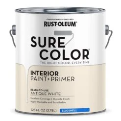 Rust-Oleum Sure Color Interior Wall Paint And Primer, Eggshell Antique White, 1 Gal