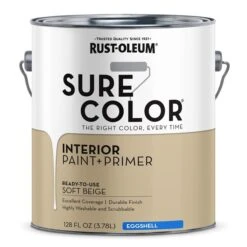 Rust-Oleum Sure Color Interior Wall Paint And Primer, Eggshell Soft Beige, 1 Gal