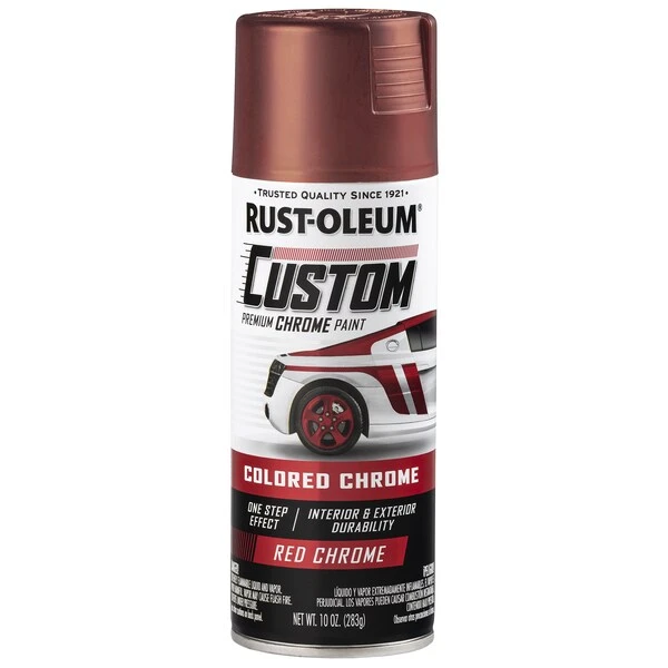 Rust-Oleum Automotive Premium Custom Chrome Lacquer Spray Paint, Red, 10 Oz.