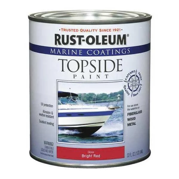 Rust-Oleum Topside Paint, Bright Red, Alkyd