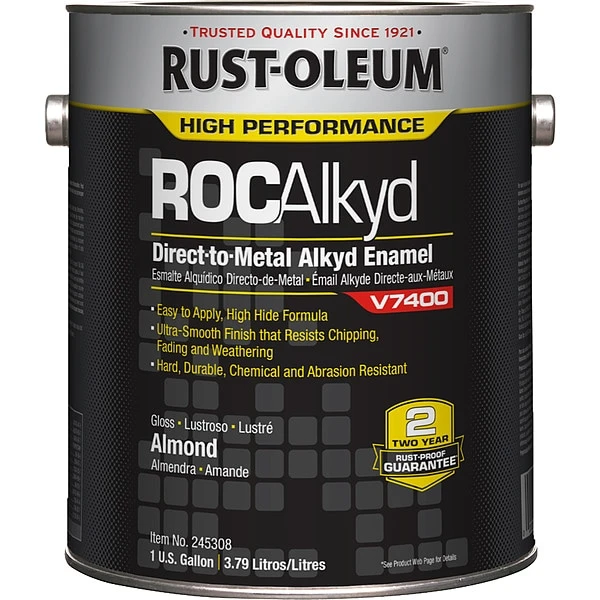 Rust-Oleum Interior/Exterior Paint, High Gloss, Oil Base, Almond, 1 Gal