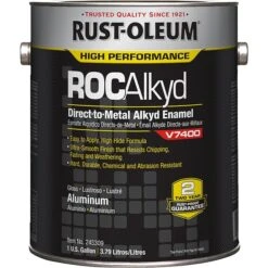 Rust-Oleum Interior/Exterior Paint, Metallic, Oil Base, Aluminum, 1 Gal