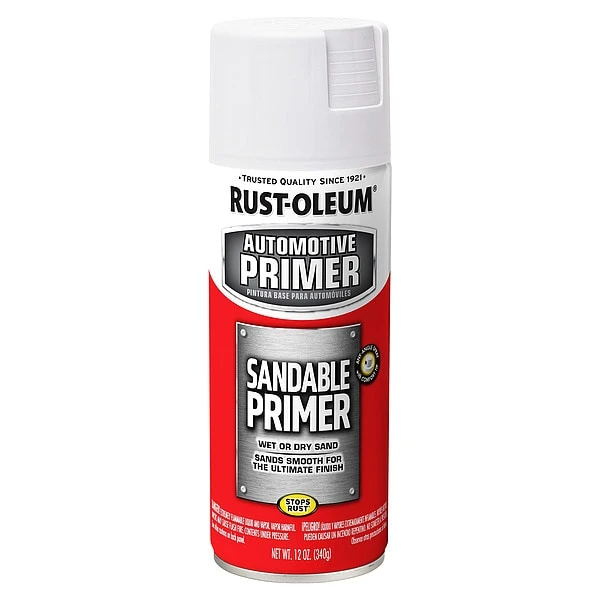 Rust-Oleum Sandable Primer, White, Solvent Base, 12 Oz