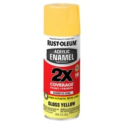 Rust-Oleum Acrylic Enamel, Gloss Yellow, PK6