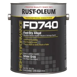 Rust-Oleum Interior Paint, Gloss, AlkydBase, Silver Gray, 1 Gal